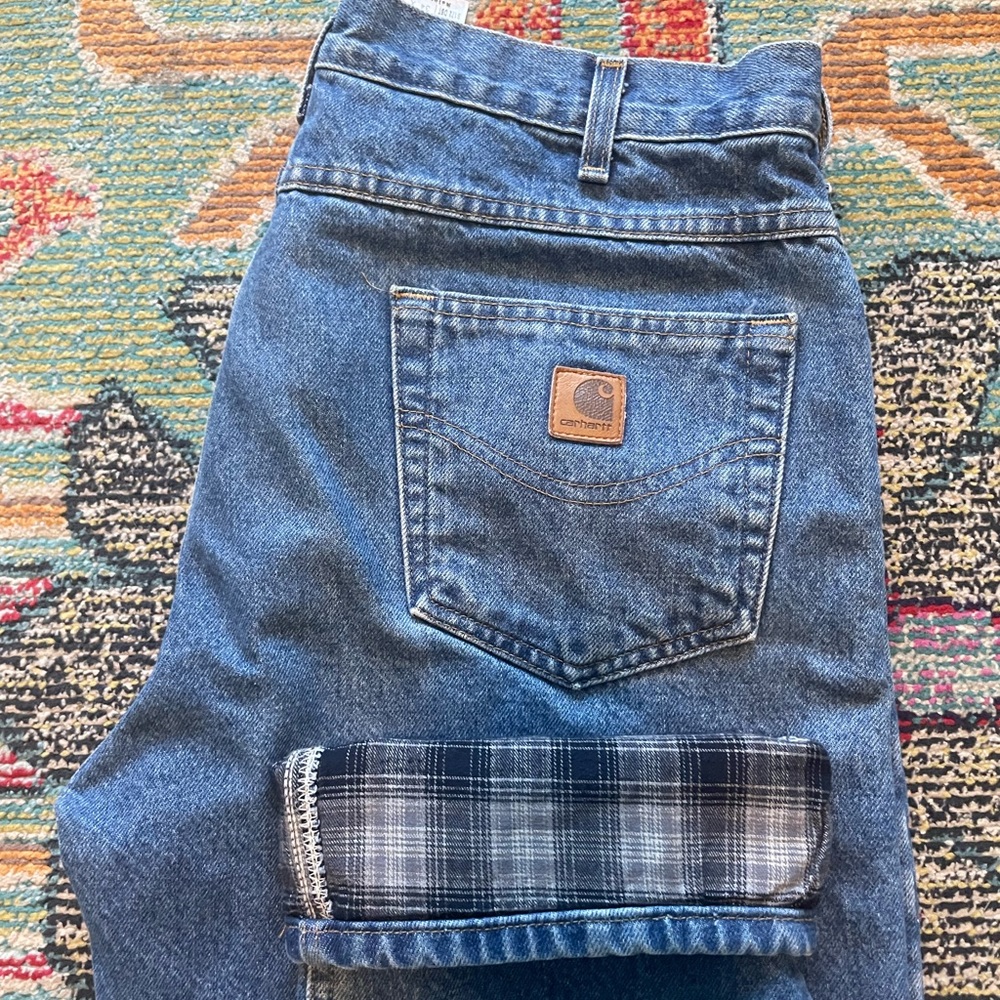 Relaxed Fit Quilt Lined Carhartt Denim Pants 34x32